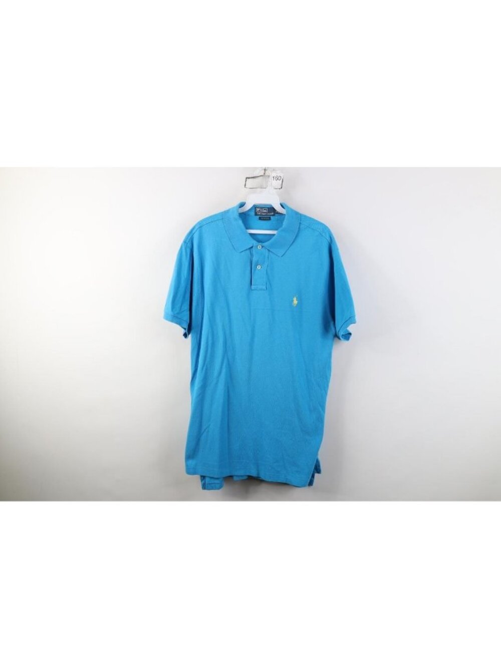 Vintage 90s Y2K Ralph Lauren Mens XL Faded Custom Fit Knit Golf Polo Shirt Blue